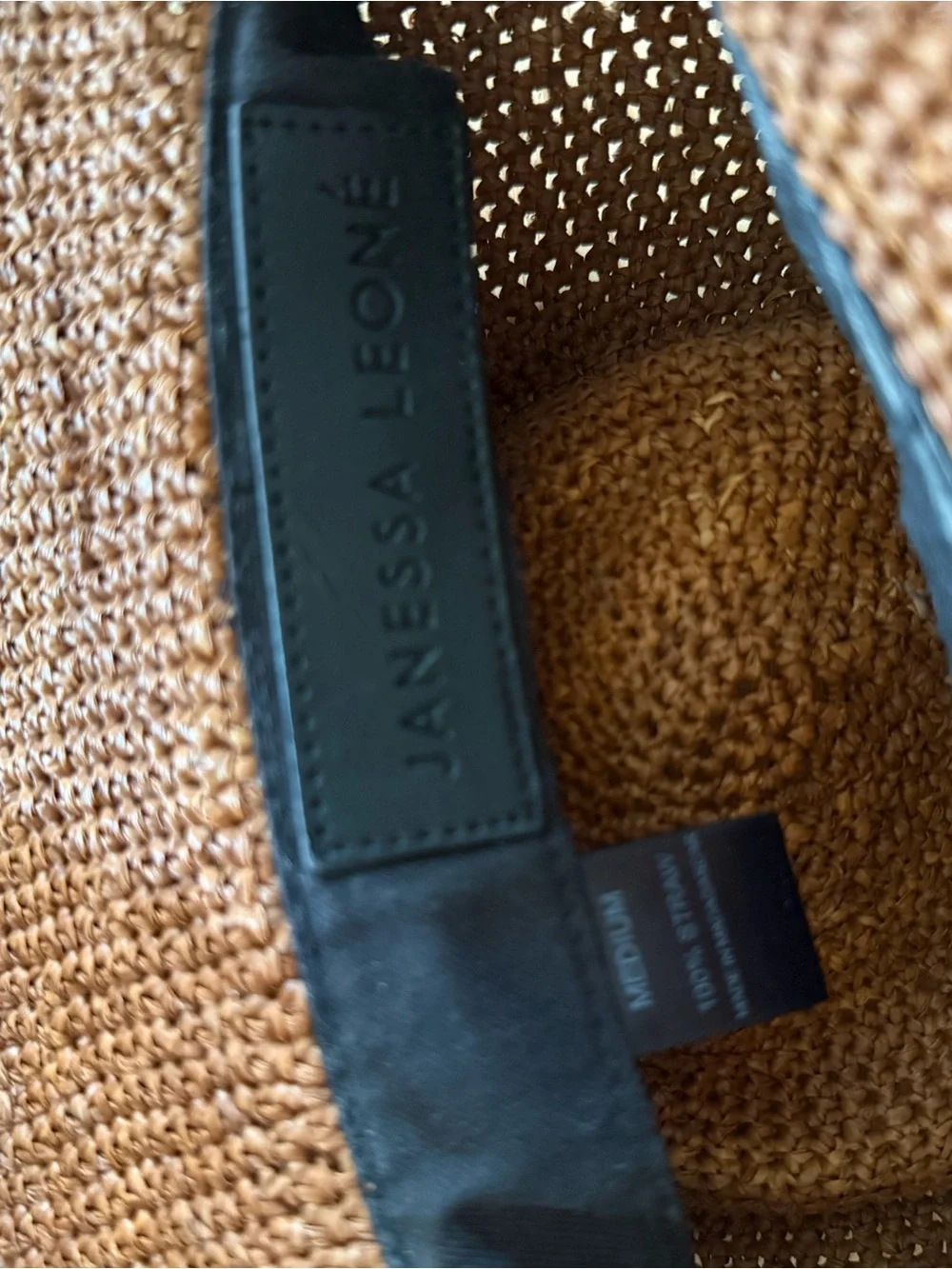 Janessa Leone Brown Woven Bucket Hat